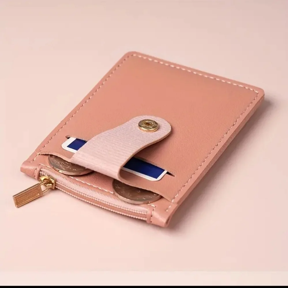 Solid Trendy Card Holder Buckle Vertical Design, Lavender